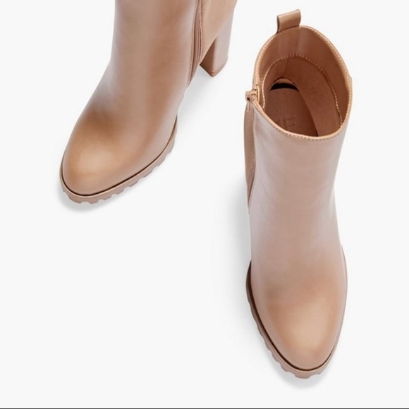 WORN BRIEFLY ONCE JustFab Serena Block Heel Bootie in Taupe - Picture 3 of 5